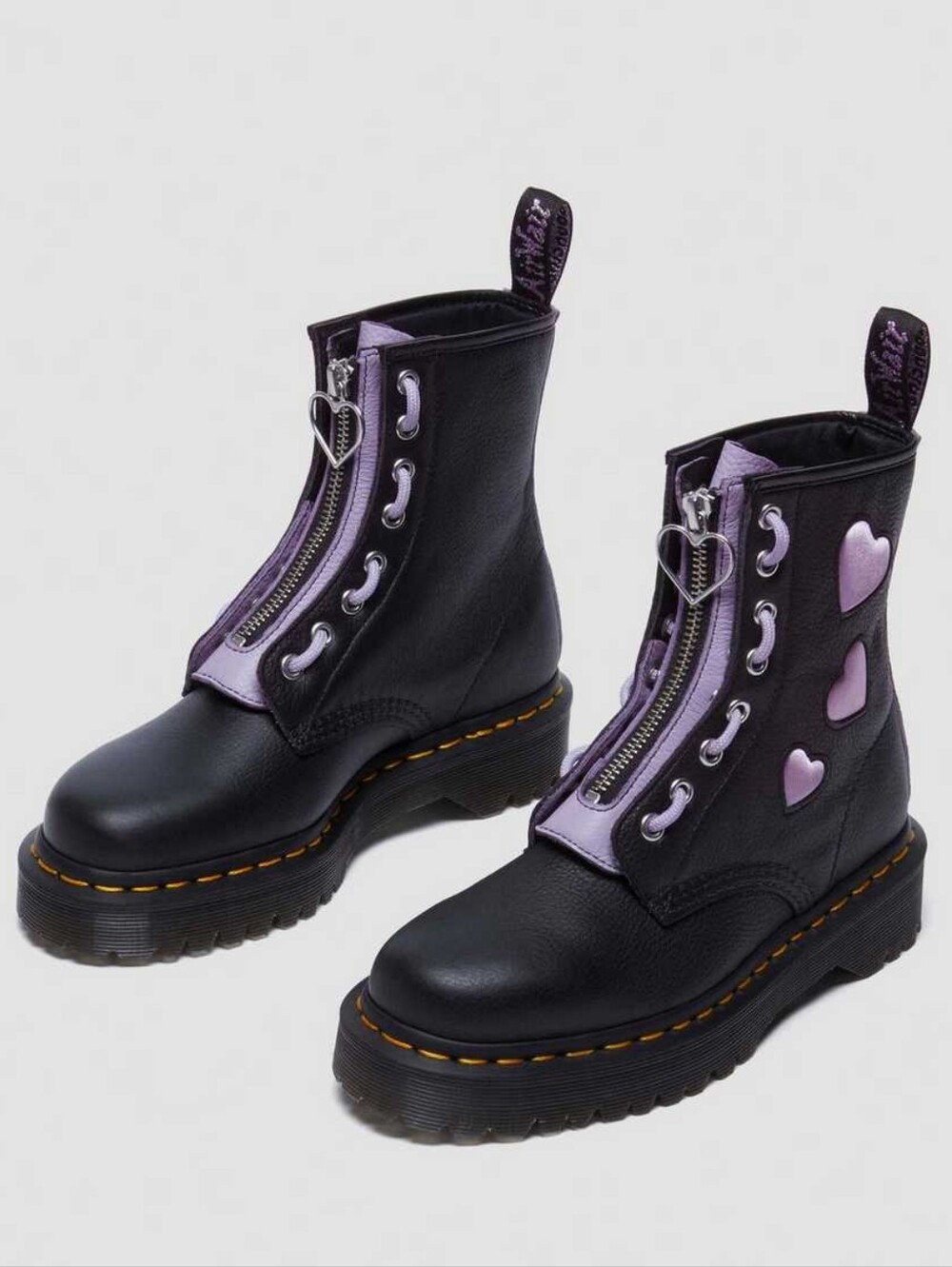 NWOT DR MARTENS 1460 Zip Heart Virginia Satin Lux Lace Up Boots Women Size 6